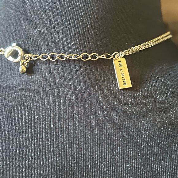 Gold Floral Sparkly Gemstone Necklace by The Limited - Picture 3 of 6